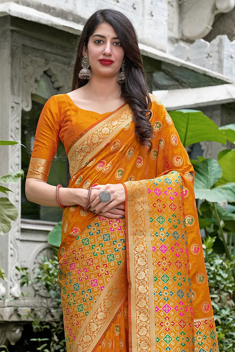 Buy Marigold Orange Banarasi Patola Saree Online Karagiri 2839