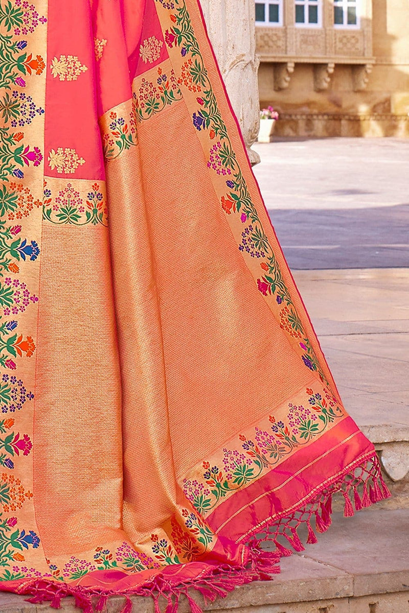 Buy Blush Pink Zari Woven Banarasi Saree Online Karagiri – Karagiri