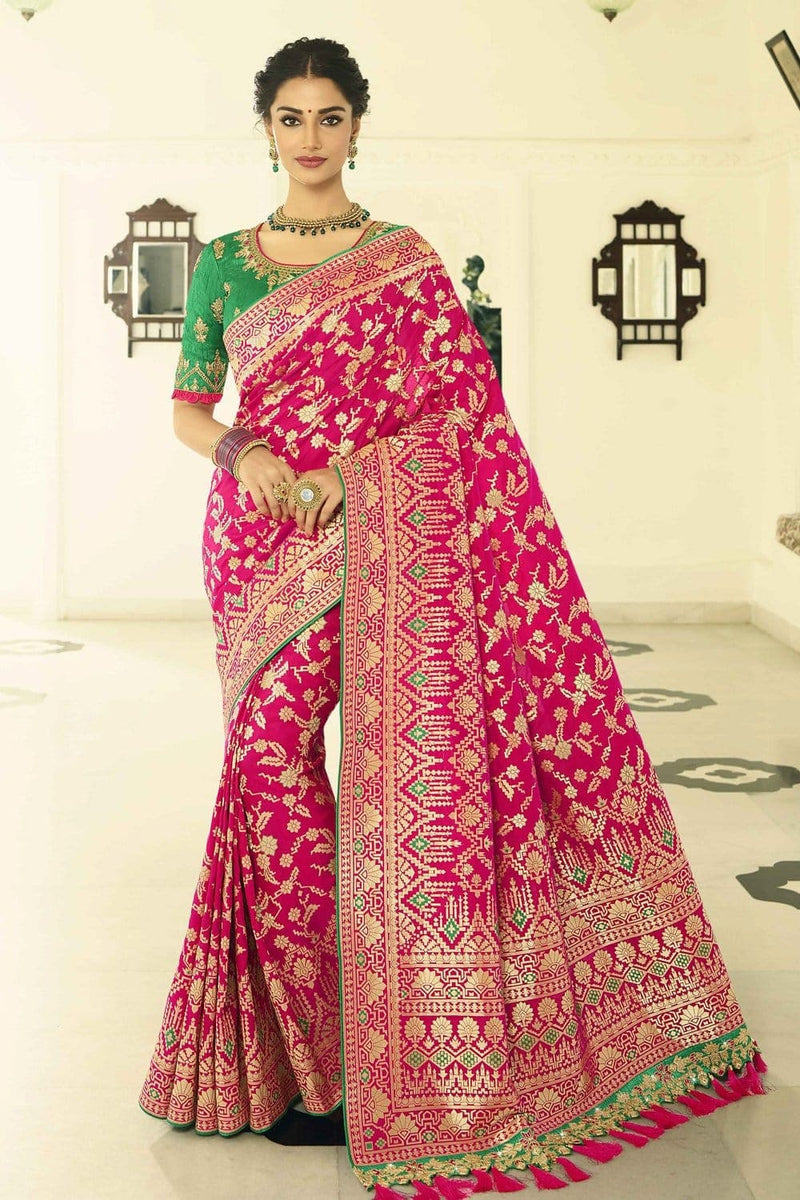 Buy Bridal Pink Designer Banarasi Saree Online - Karagiri