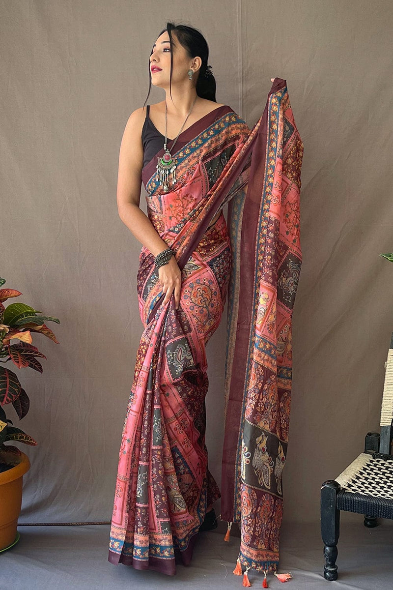 Kalamkari saree, silk saree, kalamkari, kanjivaram saree, soft silk saree, wedding saree, traditional saree on sale