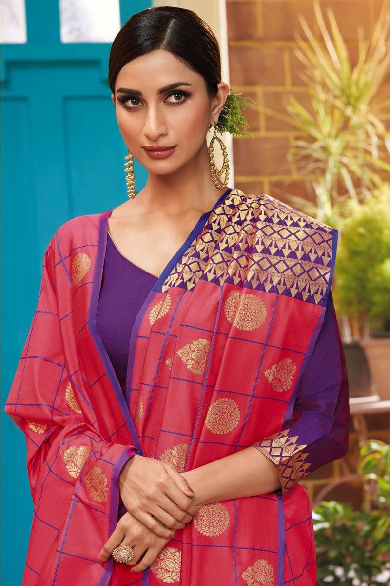 Buy Azure Blue Handcrafted Kanjivaram Silk Saree Online At Best Price ...