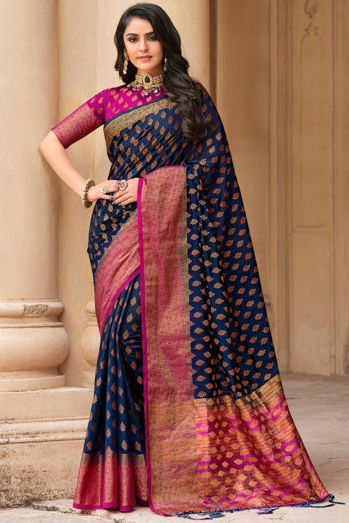 Buy Admiral Blue South Silk Saree Online Karagiri