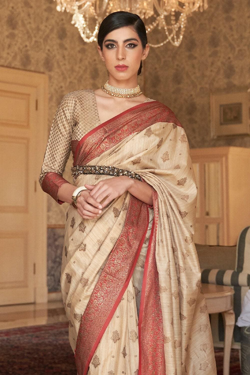 Cream and hotsell maroon wedding saree