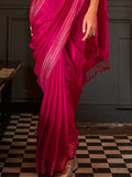 Red Party Wear Viscose Saree With Blouse Piece