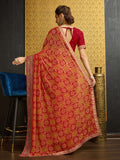 Red Georgette Daily Wear Saree With Blouse Piece