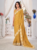 Yellow Georgette Saree With Blouse Piece