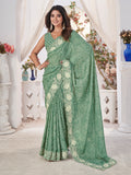 Sea Green Georgette Saree With Blouse Piece