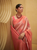 Pink Nylon Saree With Blouse Piece