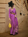 Pink Satin Saree With Blouse Piece