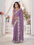 Purple Georgette Saree With Blouse Piece