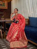 Red Organza Saree With Blouse Piece