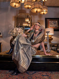 Grey Tissue Saree With Blouse Piece