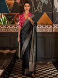 Black  Party Wear Viscose Saree With Blouse Piece