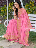 Pink Georgette silk Saree With Blouse Piece