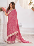 Pink Georgette Saree With Blouse Piece