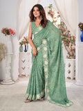 Sea Green Georgette Saree With Blouse Piece