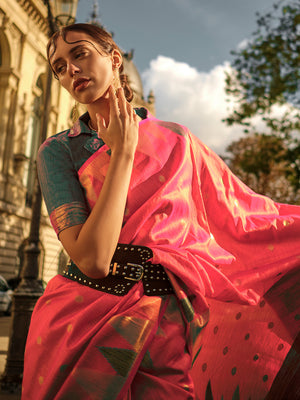 Red Art Silk Saree With Blouse Piece