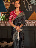 Black  Party Wear Viscose Saree With Blouse Piece