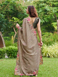 Grey Silk Blend Festive Saree With Blouse Piece