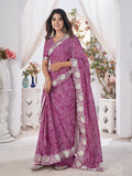 Burgundy Georgette Saree With Blouse Piece