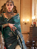 Green  Satin Saree With Blouse Piece