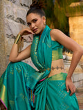 Bottle Green Banarasi Silk Saree With Blouse Piece