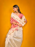 White Silk Saree With Blouse Piece