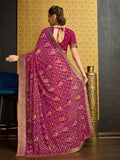 Pink Georgette Daily Wear Saree With Blouse Piece