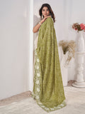 Fluorescent Green Georgette Saree With Blouse Piece