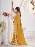 Yellow Georgette Saree With Blouse Piece