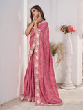 Pink Georgette Saree With Blouse Piece