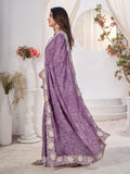 Purple Georgette Saree With Blouse Piece