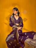 Purple Silk Saree With Blouse Piece