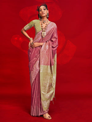 Maroon Tussar Silk Saree With Blouse Piece