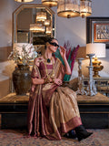 Brown Tissue Saree With Blouse Piece