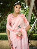 Pink Poly Chiffon Daily Wear Saree With Blouse Piece