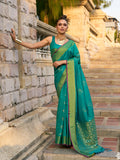 Bottle Green Banarasi Silk Saree With Blouse Piece