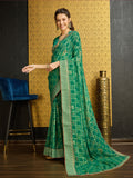 Green Georgette Daily Wear Saree With Blouse Piece