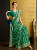 Green Georgette Daily Wear Saree With Blouse Piece