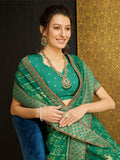 Green Georgette Daily Wear Saree With Blouse Piece