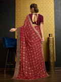 Red Georgette Daily Wear Saree With Blouse Piece