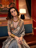 Grey Chiffon Saree With Blouse Piece