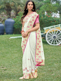 White Georgette silk Saree With Blouse Piece