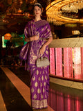 Purple Art Silk Saree With Blouse Piece