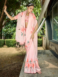 Pink Poly Chiffon Daily Wear Saree With Blouse Piece