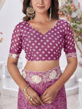 Burgundy Georgette Saree With Blouse Piece