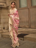 Pink Satin Saree With Blouse Piece