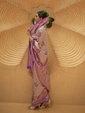 Purple Nylon Saree With Blouse Piece