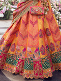 Multicolor & Green Banarasi Silk Lehenga Choli