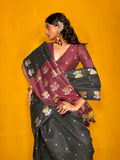 Black Silk Saree With Blouse Piece